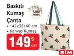BASKILI KUMAŞ ÇANTA fiyat ve kampanya bilgisi
